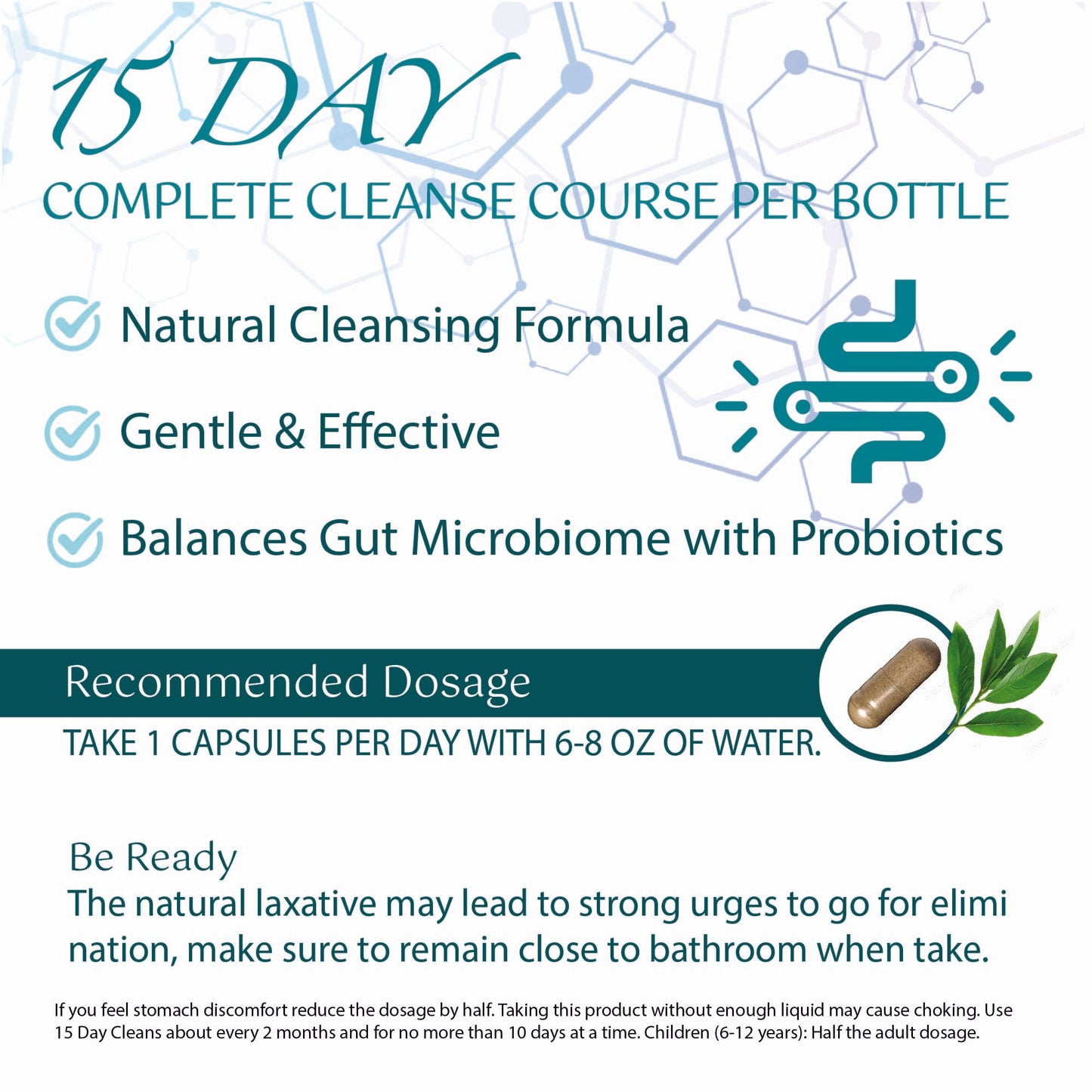15 Day Cleans, Advanced Gut and Colon Support, Gut Cleanse Detox for Women & Men with Senna, Cascara Sagrada & Psyllium Husk