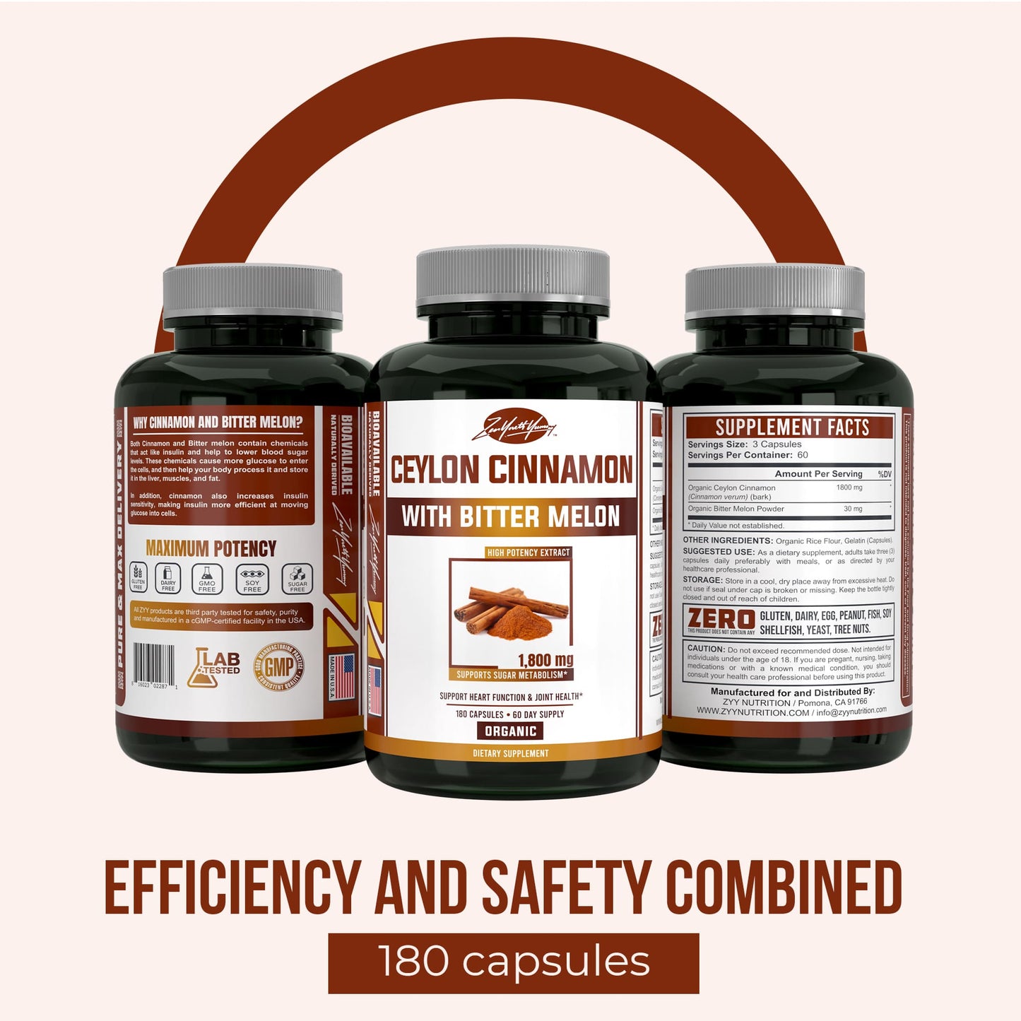 Organic Cyelon Cinnamon With Bittler Melon - 180ct
