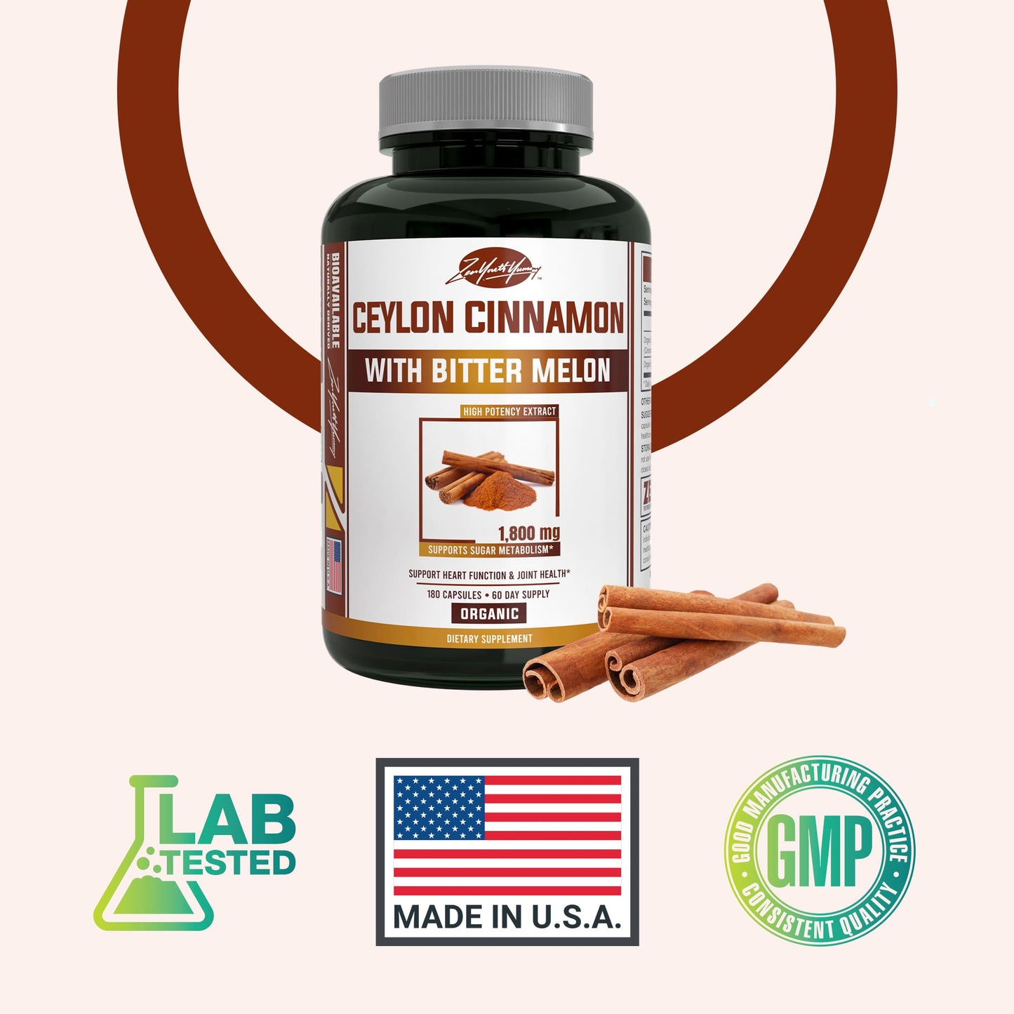 Organic Cyelon Cinnamon With Bittler Melon - 180ct