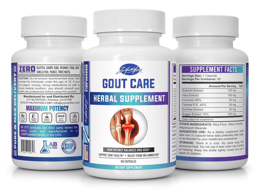 Gout Care Herbal Supplement High Potency Balances Uric Acid Support