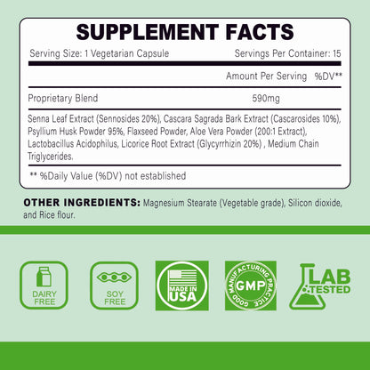 15 Day Cleans, Advanced Gut and Colon Support, Gut Cleanse Detox for Women & Men with Senna, Cascara Sagrada & Psyllium Husk