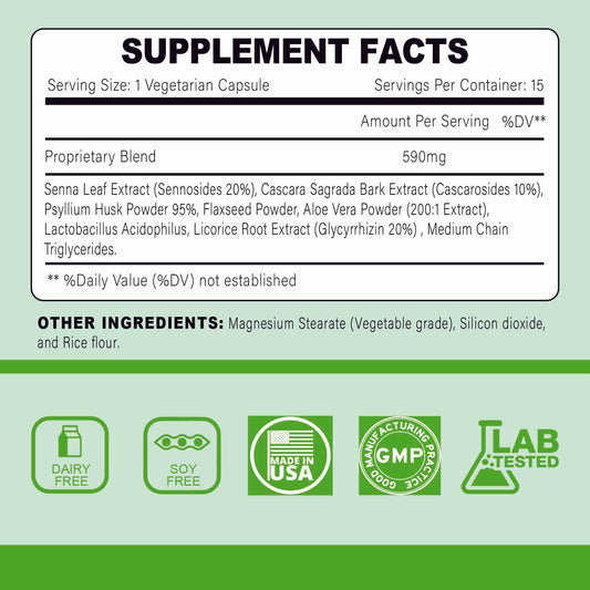 15 Day Cleans, Advanced Gut and Colon Support, Gut Cleanse Detox for Women & Men with Senna, Cascara Sagrada & Psyllium Husk