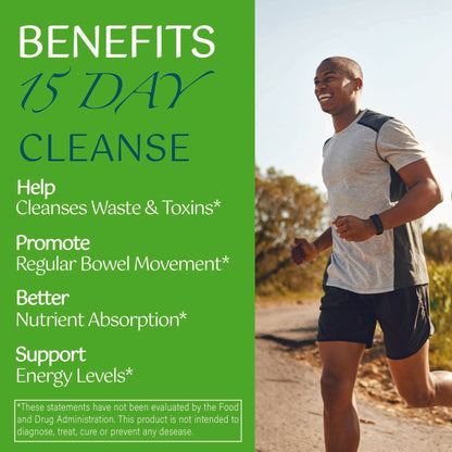 15 Day Cleans, Advanced Gut and Colon Support, Gut Cleanse Detox for Women & Men with Senna, Cascara Sagrada & Psyllium Husk