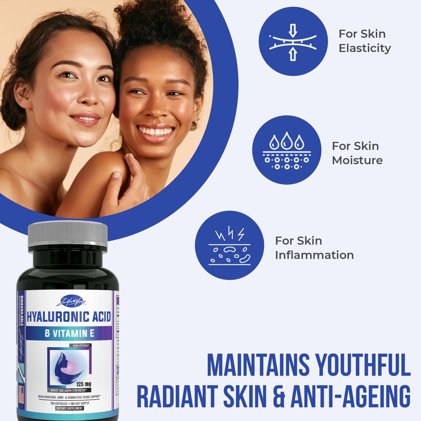 Hyaluronic Acid with Vitamin E Capsules - 180ct