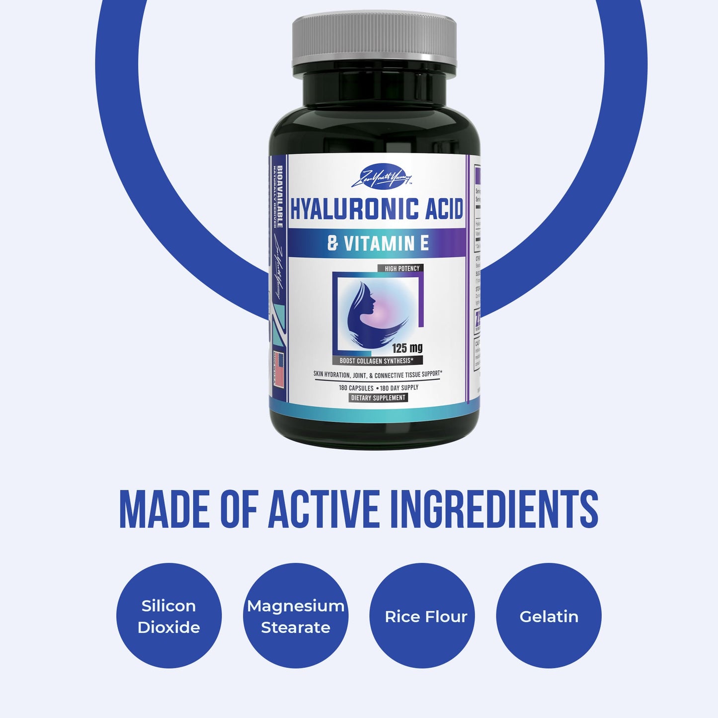Hyaluronic Acid with Vitamin E Capsules - 180ct
