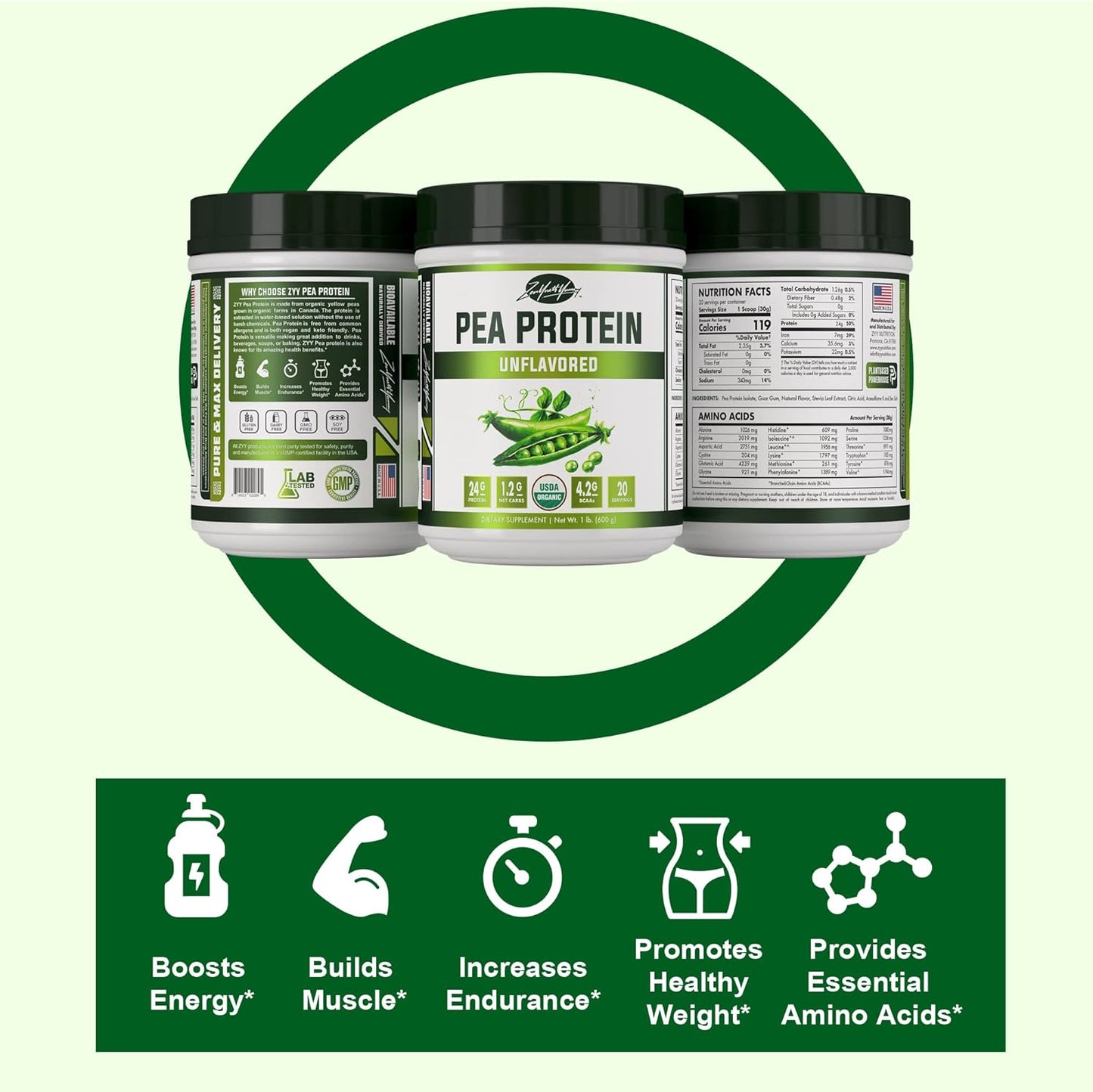 Organic Pea Protein Unflavored 600g