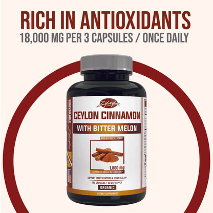 Organic Cyelon Cinnamon With Bittler Melon - 180ct